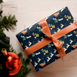 Fa La Christmas Llama Rentiers Sleigh Pattern Geschenkpapier Set