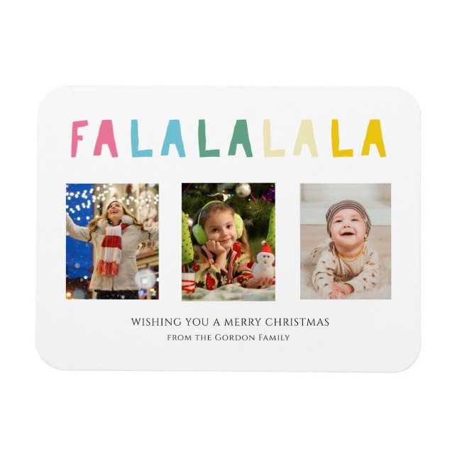 Fa La Christmas Niedliche Pastete 3 Foto Collage Magnet (Horizontal)