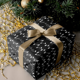 Fa La Christmas String Lights Schwarz-weiß & Gold Geschenkpapier Set