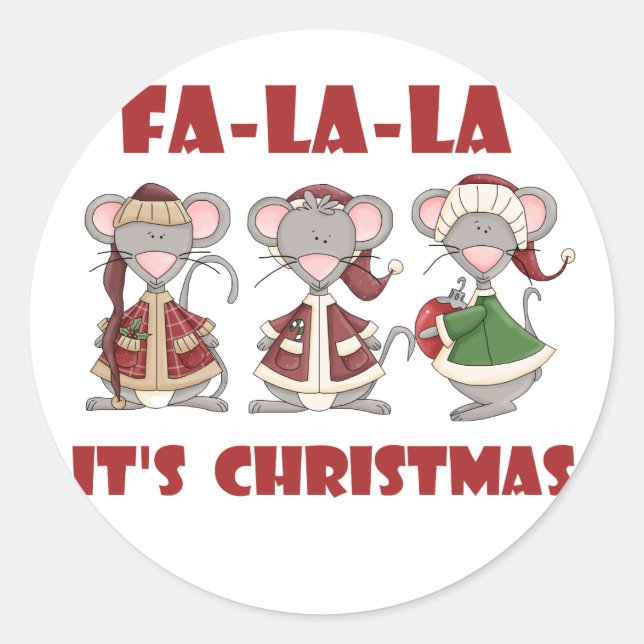 Fa La Christmas T - Shirt und Geschenke Runder Aufkleber (Vorderseite)