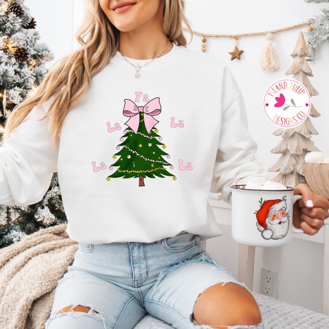 Fa La Coquette Pink Bow Weihnachtsbaum Sweatshirt (Von Creator hochgeladen)