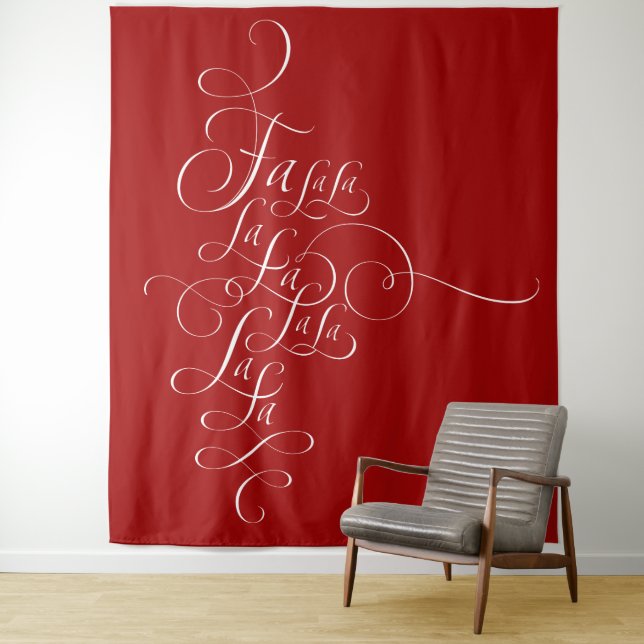 Fa la - Deck the Halls - Weihnachtskalligrafie Wandteppich (Beispiel)
