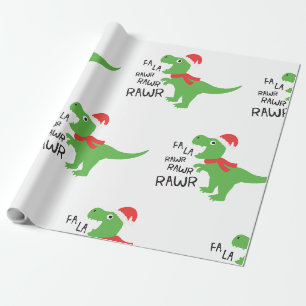 FA LA DINASOUR IN EINEM WEIHNACHTSMANNMÜTZE-BERIC GESCHENKPAPIER
