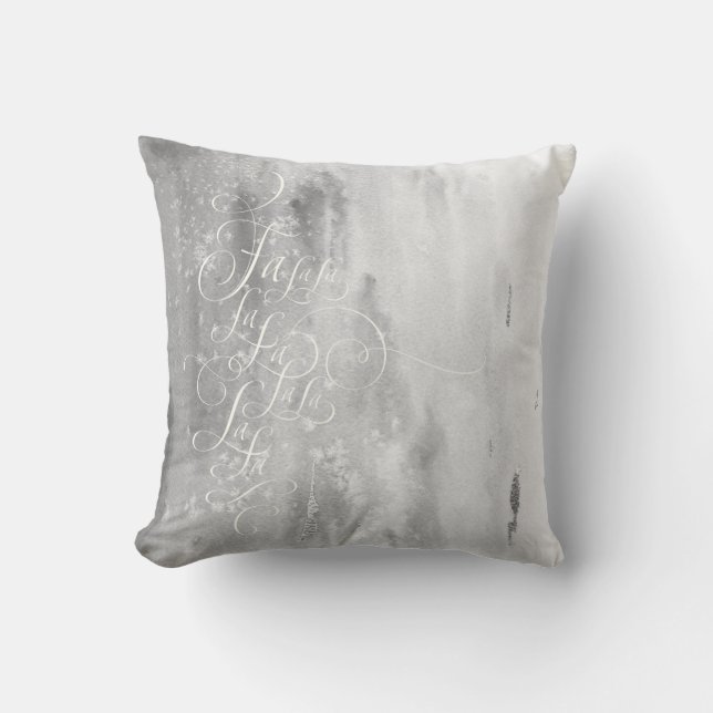 Fa la - Elegant Frosty Gray Christmas Letters Kissen (Vorderseite)