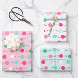 Fa La Garland Weihnachtswrapping Paper Trio 3 Geschenkpapier Set