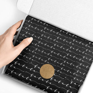 FA LA LA Black & White Calligraphy Christmas Carol Seidenpapier