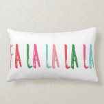 Fa La La Brush Briefe Weihnachtsfeiertag Lendenkissen<br><div class="desc">Dieses skurrile Ferienkissen zeichnet sich durch das Urlaubsgefühl "fa la la la la la" in einem fröhlichen und leuchtend wechselnden Farbschema aus. Die Rückseite des Kopfkissens weist ein kariertes Koordinationsmuster auf.</div>
