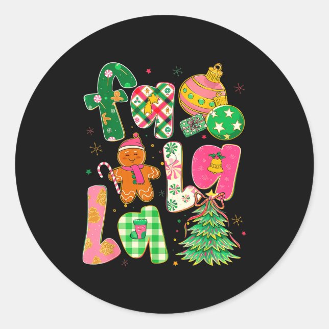 Fa La La Coquette Christmas Gingerbread Tree  Runder Aufkleber (Vorderseite)