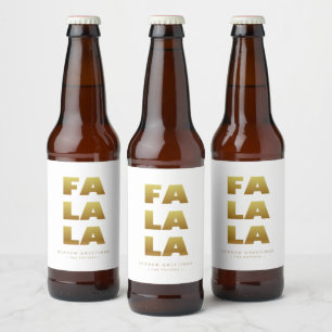 Fa La La Einfache Weihnachten - Weiß und Gold Bierflaschenetikett