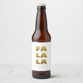 Fa La La | Einfache Weihnachten - Weiß und Gold Bierflaschenetikett