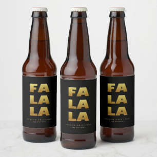 Fa La La   Einfaches Weihnachts-Black & Gold-Bierb Bierflaschenetikett