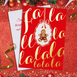 Fa La La Gingerbread man Foil Holiday Card Red Folien Feiertagskarte