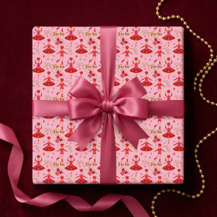 Fa La La Girly Pink Nussknacker Ballett Weihnachte Geschenkpapier