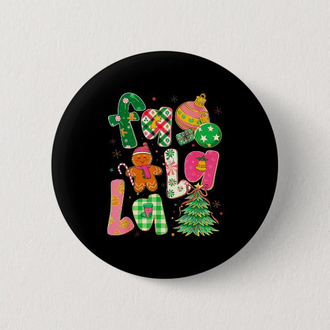 Fa La La Kokette Weihnachts-Gingerbread-Baum Button (Vorderseite)