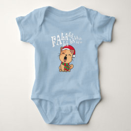 Fa La La La Christmas Cat Singing Baby Bodysuit Baby Strampler