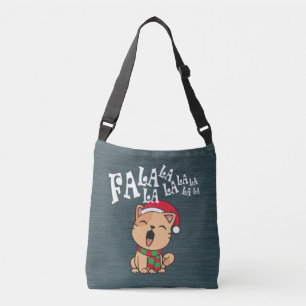 Fa La La La Christmas Cat Singing Crossbody Bag Tragetaschen Mit Langen Trägern