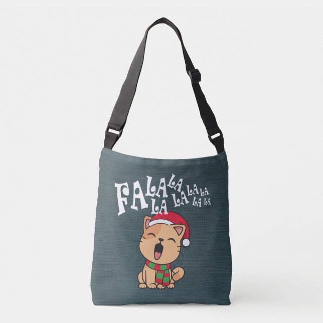 Fa La La La Christmas Chat Chantant Sac Crossbody (Devant)
