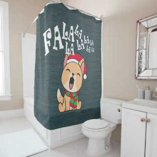 Fa La La La Christmas Chien chantant Douche Rideau