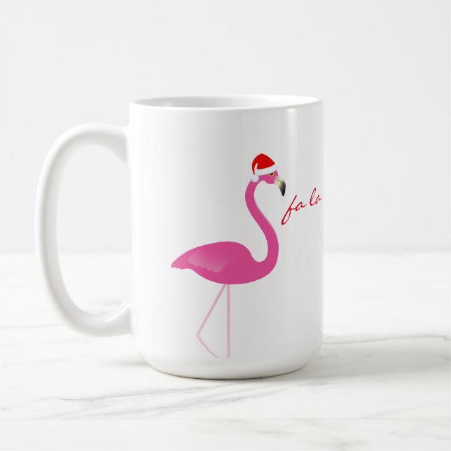 Fa la la la Flamant rose Mug de vacances (Gauche)