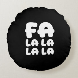Fa La La La La Black & Red Chic Christmas Accent Rundes Kissen