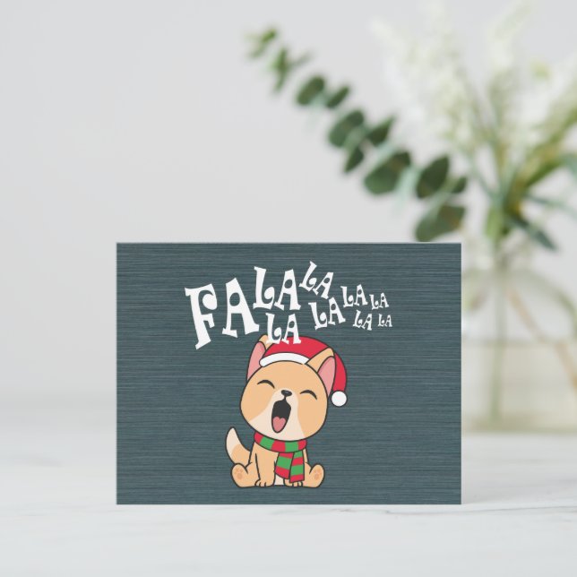 Fa La La La La Christmas Chant Chien | Carte posta (Debout devant)