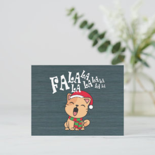 Fa La La La La Christmas Chant de chat   Carte pos