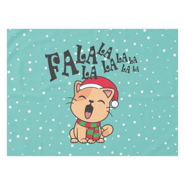Fa La La La La La La Christmas Cat singen | Tablec Tischdecke (Vorderseite (Horizontal))