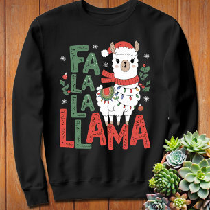 Fa La La La La Llama   Llama Lover Retro Christmas Sweatshirt