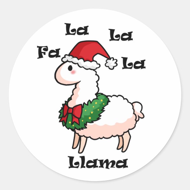 Fa La La La La Llama Runder Aufkleber (Vorderseite)