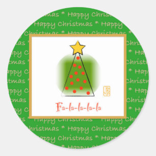 Fa-la-la-la-la-Mod Weihnachtsbaum Runder Aufkleber