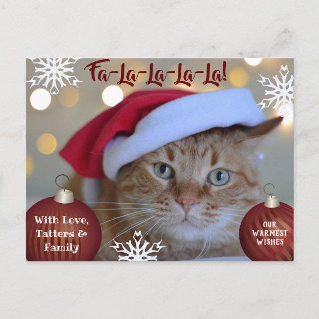 Fa-La-La-La-La-Pets Holiday Foto Postkarte (Vorderseite)