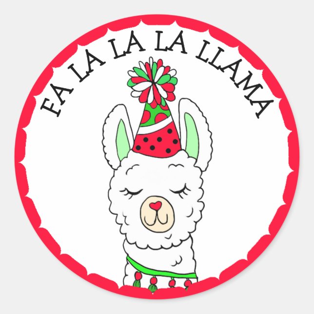 Fa la la la Lama Funny Funny Weihnachten Runder Aufkleber (Vorderseite)