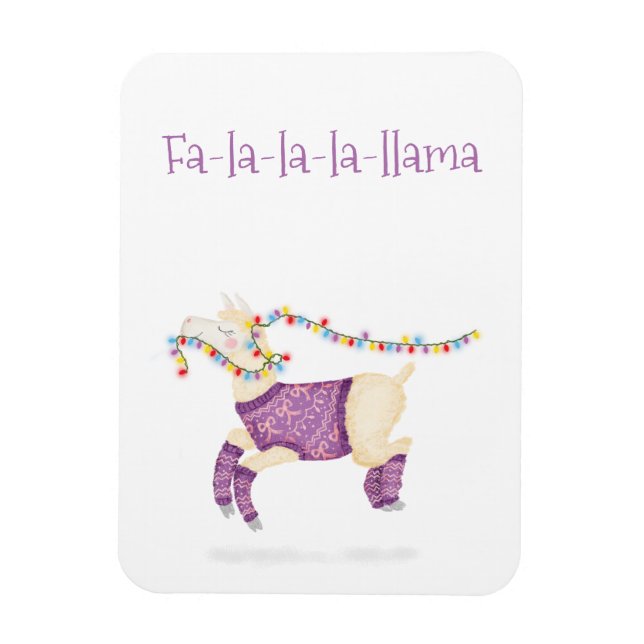 Fa-la-la-la-llama cute Christmas magnet (Vertikal)