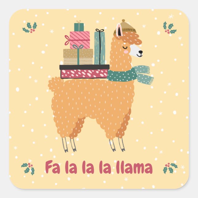 Fa la la la Llama Holiday Sticker (Vorderseite)