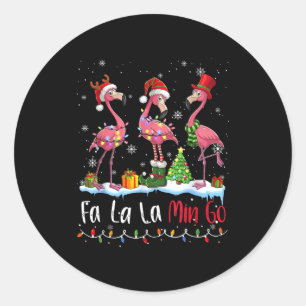 Fa La La La Mingo Flamingo Weihnachtsliebhaber Runder Aufkleber