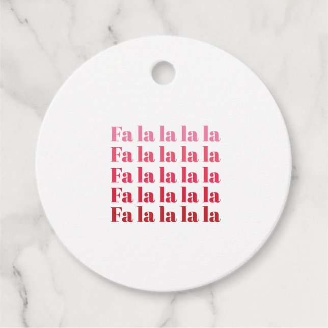 "Fa La La La" Pink Weihnachtsmarken Geschenkanhänger (Vorderseite)