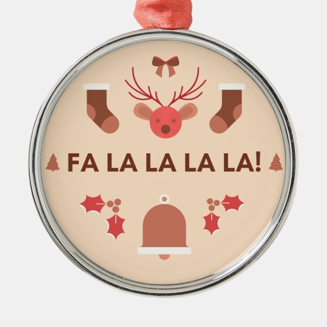 Fa La La La Red Reindeer Ornement en céramique (Devant)