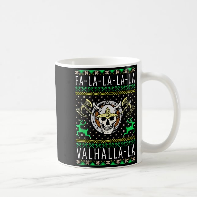 Fa-la-la-la Valhalla-la Viking God Ugly Christmas  Kaffeetasse (Rechts)