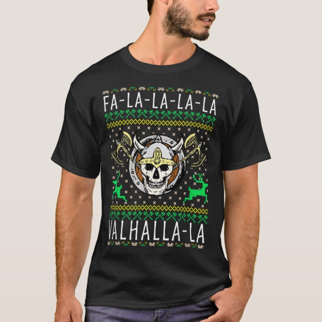 Fa-la-la-la Valhalla-la Viking God Ugly Christmas  T-Shirt (Vorderseite)