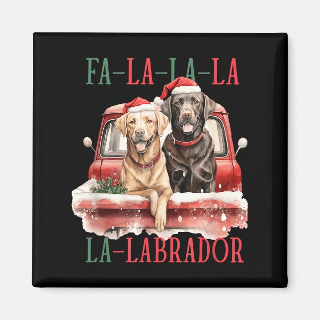 Fa La La Labrador Funny Christmas  Magnet (Vorne)