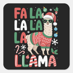 Fa La La Lama Lustiges Lama Weihnachten Tierliebha Quadratischer Aufkleber