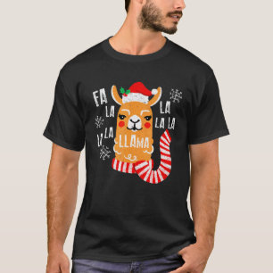 Fa La La Lama singt Weihnachten Schnee Santa Hut S T-Shirt