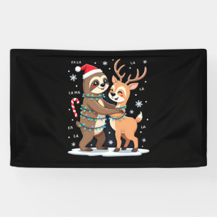 Fa La La Lama Weihnachtsbeleuchtung Faultier Reit Banner