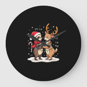 Fa La La Lama Weihnachtsbeleuchtung Faultier Reitl Große Wanduhr