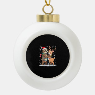 Fa La La Lama Weihnachtsbeleuchtung Faultier Reitl Keramik Kugel-Ornament