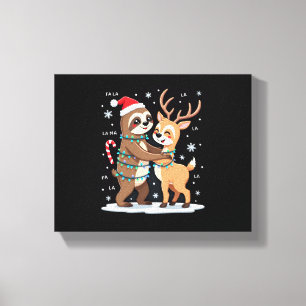 Fa La La Lama Weihnachtsbeleuchtung Faultier Reitl Leinwanddruck