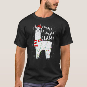 Fa La La Lama Weihnachtsbeleuchtung Weihnachtsmann T-Shirt