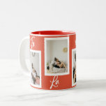 Fa La La Latte Christmas Funny Photo Collage Zweifarbige Tasse<br><div class="desc">Elevate your daily coffee ritual with our exclusive "Fa la la latte" mug. This charming piece is designed to capture the cozy, festive spirit of the holidays, featuring the playful, handwritten script quote prominently displayed. Imagine the simple pleasure of wrapping your hands around this mug, filled with your favorite warm...</div>