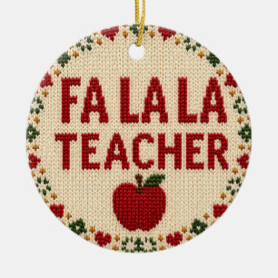 Fa la la Lehrer Hübsch Hässlicher Weihnachtspullov Keramik Ornament