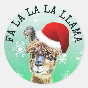 Fa La La Llama Funny Alpaca Runder Aufkleber